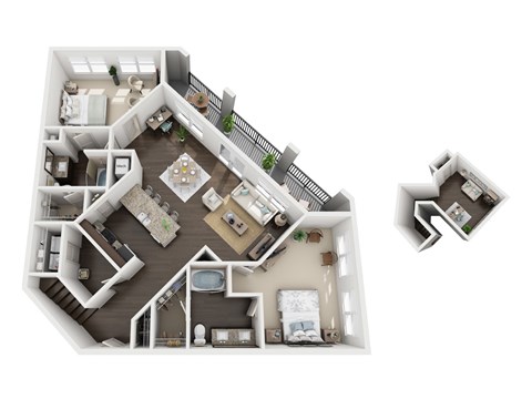 B10 Floor plan at Civic at Frisco Square Apartments, Texas, 75034